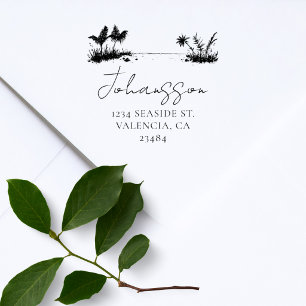 Tropical Beach Elegant Return Address Rubber Stamp