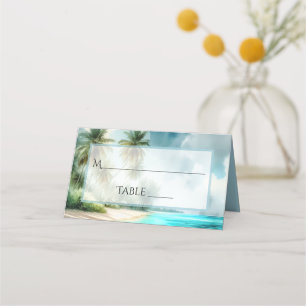 Tropical Beach Elegant Watercolor Wedding Write-In Place Card