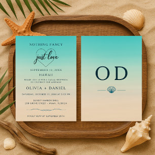 Tropical Beach Elopement Modern Wedding Reception Invitation