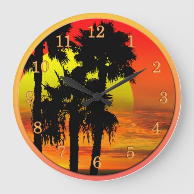 TROPICAL BEACH ENDLESS SUMMER LARGE CLOCK (Front)