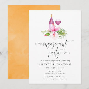 Tropical Beach Engagement Party Wine Tasting Invitation