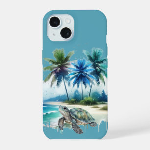 Tropical Beach Escape Turtle’s Journey iPhone 15 Case