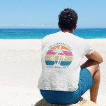 Tropical Beach Family Vacation Custom Front & Back T-Shirt<br><div class="desc">This cute tropical palm tree sunset t-shirt is perfect for a spring break trip with your college friends group or a fun cruise ship getaway vacation with the family. Personalise the full set of customised t-shirts on the front and back for your group outing to the beach or an island...</div>