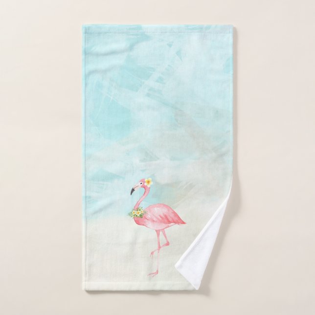Tropical Beach Flamingo Bath Hand Towels (Hand Towel)