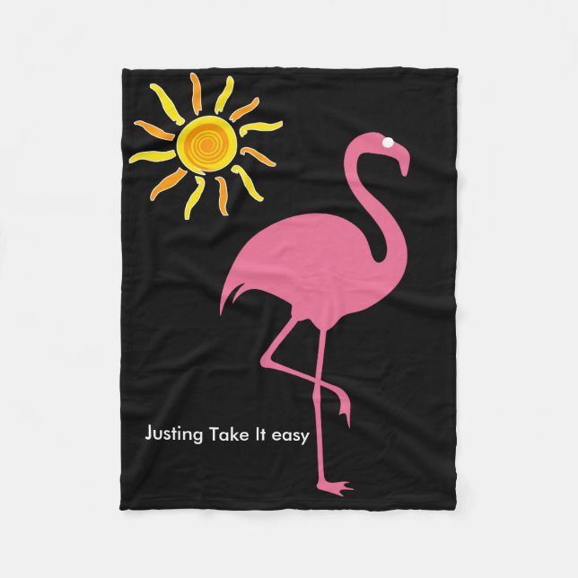 Tropical Beach Flamingo Fleece Blanket (Front)