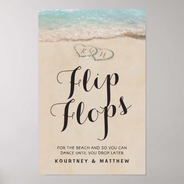 Tropical Beach Flip Flops Wedding Poster (Front)