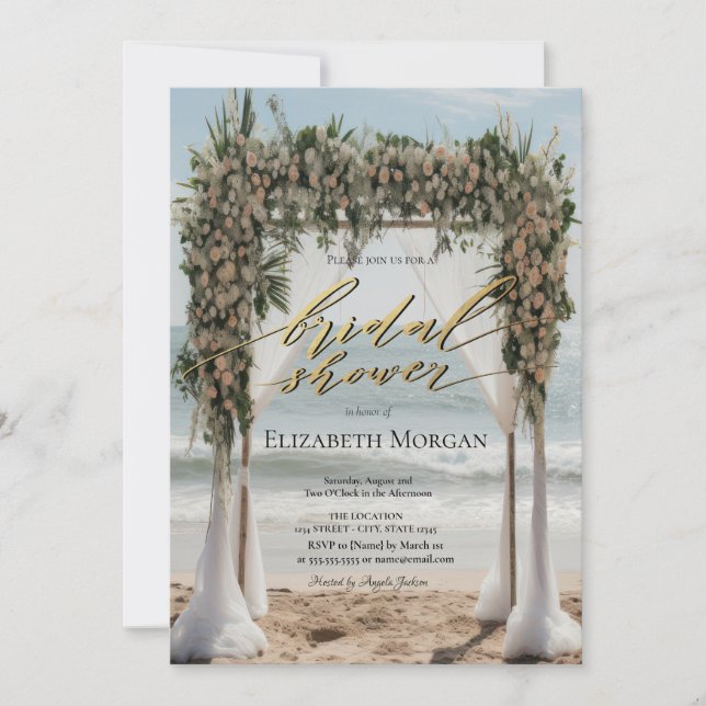 Tropical Beach Floral Arbor  Invitation (Front)