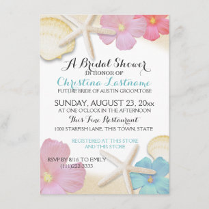 Tropical Beach Floral Bridal Shower Invitation