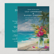 Tropical Beach Floral Mason Jar All In One Wedding
