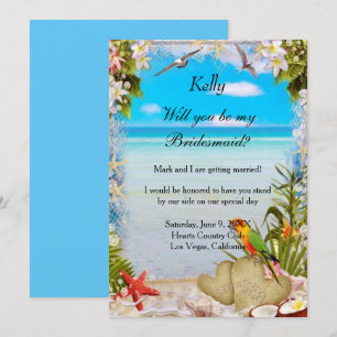 Tropical Beach Floral Wedding Bridesmaids Card