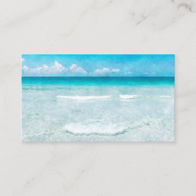 Tropical Beach Florida Gulf Coast Teal Blue Waves Business Card (Front)
