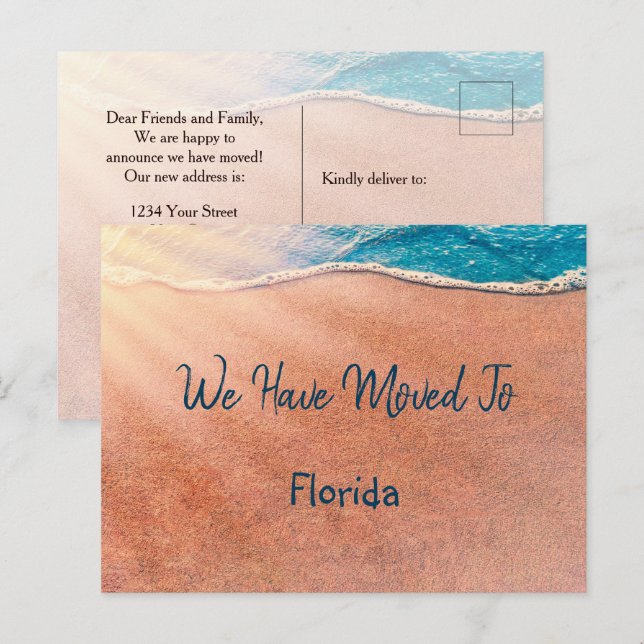 Tropical Beach Florida Moving New Address Announcement Postcard (Front/Back)