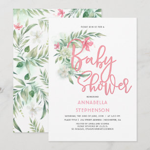 Tropical Beach Flowers Baby Shower Invitation