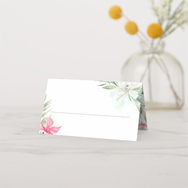 Tropical Beach Flowers Destination Wedding Place Card (Front)
