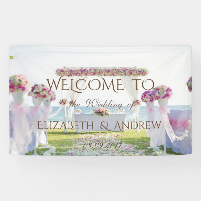 Tropical Beach, Flowers ,Ocean Wedding Banner (Horizontal)