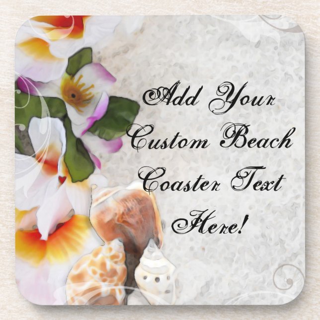 Tropical Beach Flowers/Shells Coaster (Front)