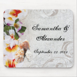 Tropical Beach Flowers/Shells Mouse Mat