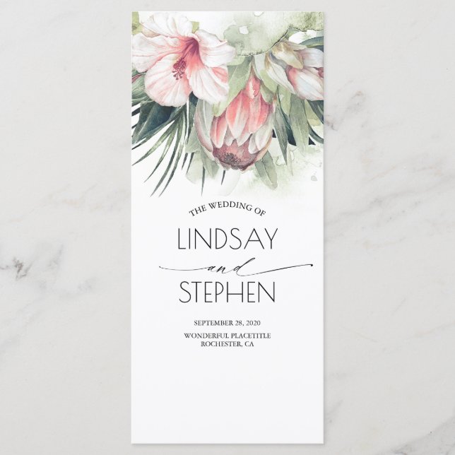 Tropical Beach Flowers Wedding Programs Programme (Front)