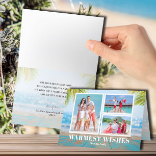 Tropical Beach Folded Christmas Photo Holiday Card
