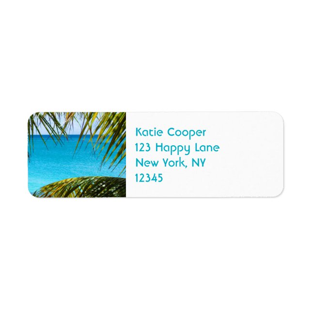 Tropical Beach framed with Palm Fronds (Front)