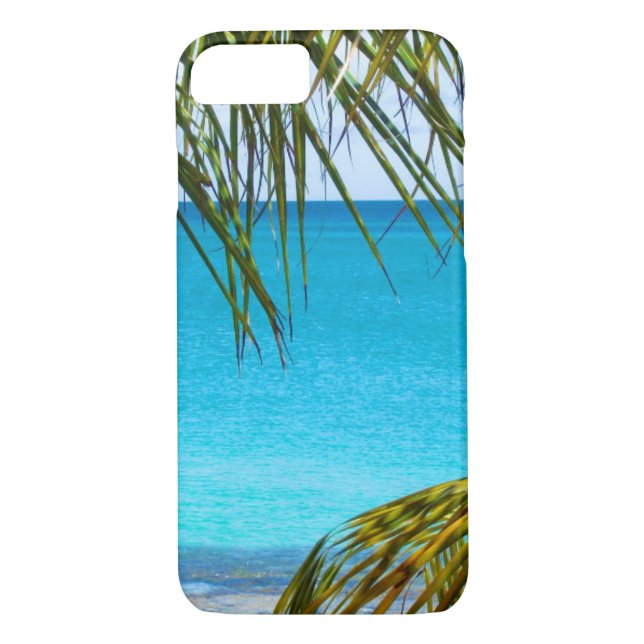 Tropical Beach framed with Palm Fronds Case-Mate iPhone Case (Back)