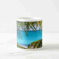 Tropical Beach framed with Palm Fronds