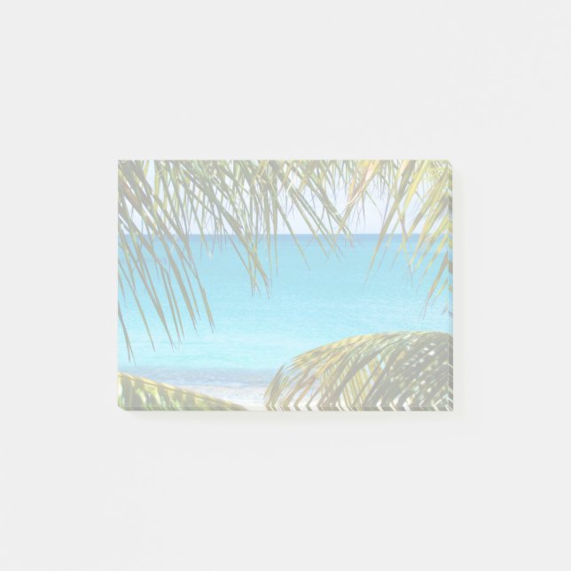 Tropical Beach framed with Palm Fronds Post-it Notes (Front)