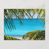 Tropical Beach framed with Palm Fronds