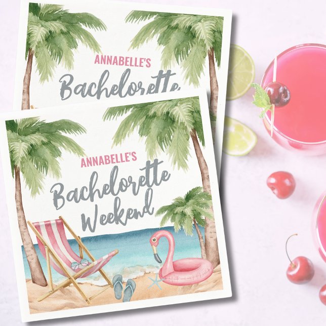 Tropical Beach Girls Weekend Bachelorette Party Napkin (Girls Weekend Bachelorette Party Napkins)