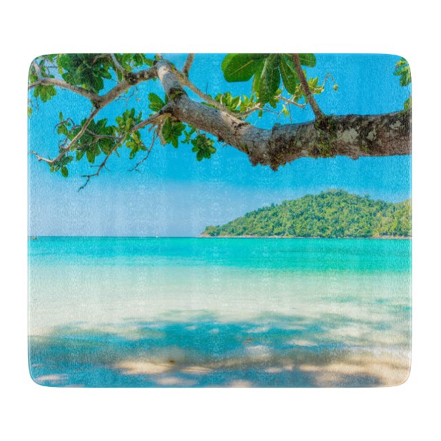 Tropical Beach Glass Cutting Board (Front)