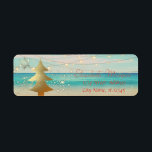 Tropical,Beach,Gold Christmas Tree, Snowflakes<br><div class="desc">Gold christmas tree , snowflakes  on beach background. An elegant and sophisticated designe.Costumize with your name and address details.</div>