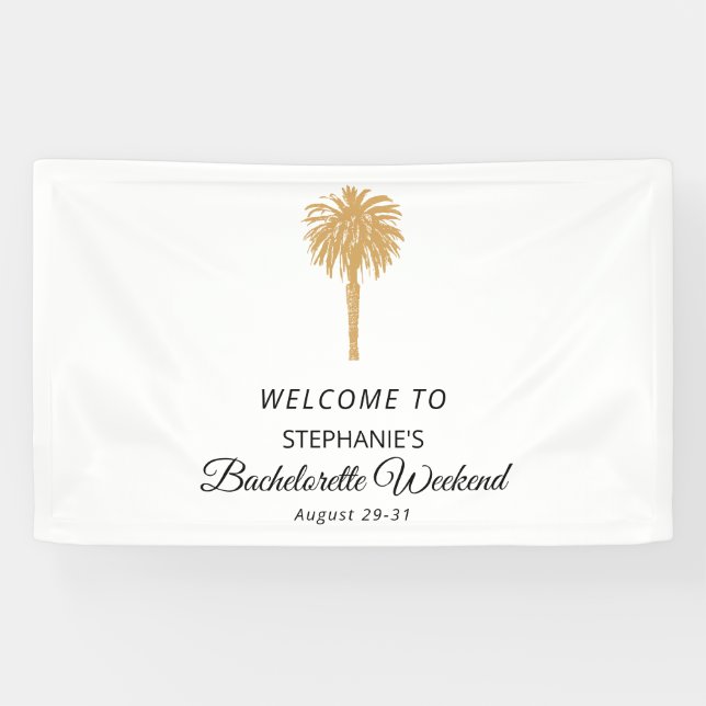 Tropical Beach Gold Palm Destination Bachelorette Banner (Horizontal)