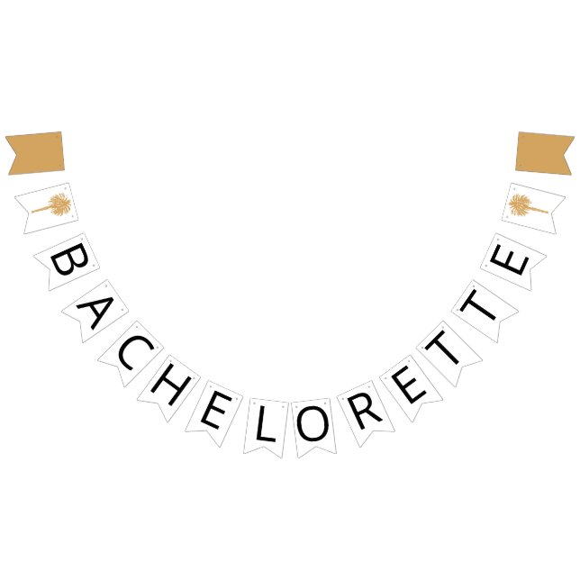 Tropical Beach Gold Palm Destination Bachelorette Bunting (All)