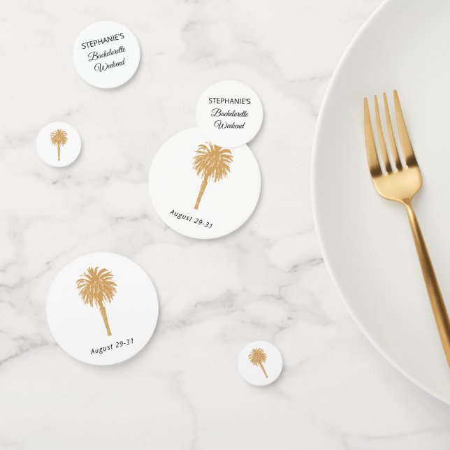 Tropical Beach Gold Palm Destination Bachelorette Confetti (Group)