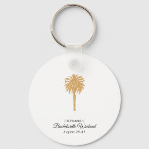 Tropical Beach Gold Palm Destination Bachelorette Key Ring