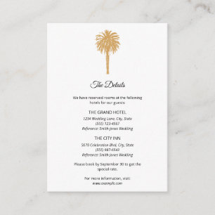 Tropical Beach Gold Palm Tree Destination Wedding  Enclosure Card