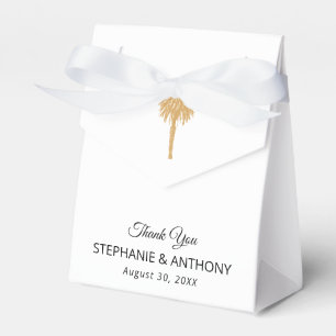 Tropical Beach Gold Palm Tree Destination Wedding  Favour Box