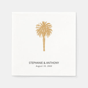 Tropical Beach Gold Palm Tree Destination Wedding  Napkin