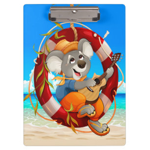 Tropical Beach Guitar Playing Koala Clipboard