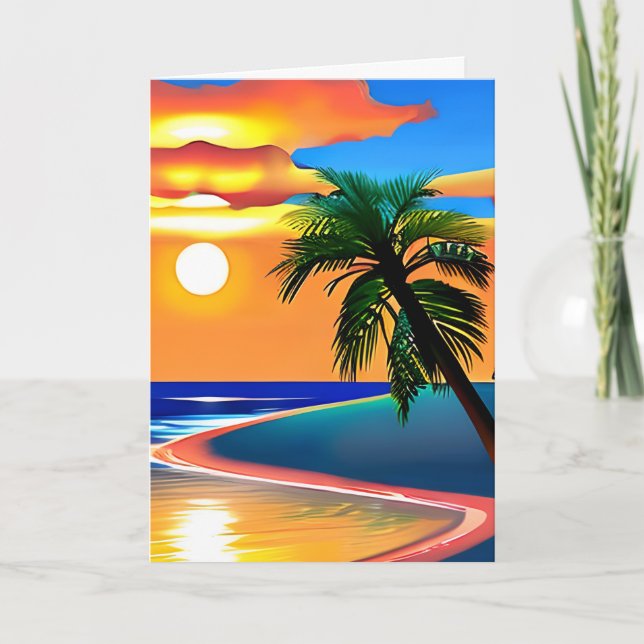 Tropical Beach | Happy Birthday Card (Front)
