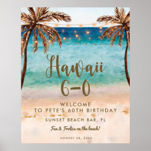 tropical beach hawaii 6 0 welcome sign poster