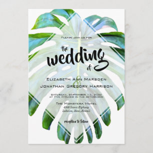 Tropical Beach Hawaii Photo Wedding Leaf Invitation