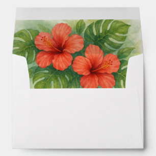 Tropical Beach Hawaiian Hibiscus Flowers Wedding Envelope