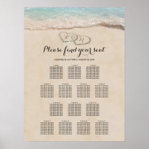 Tropical Beach Heart Wedding 14 Seating Chart
