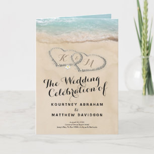 Tropical Beach Heart Wedding Ceremony Programme