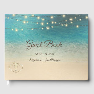 Tropical Beach Hearts  Wedding Guest Book