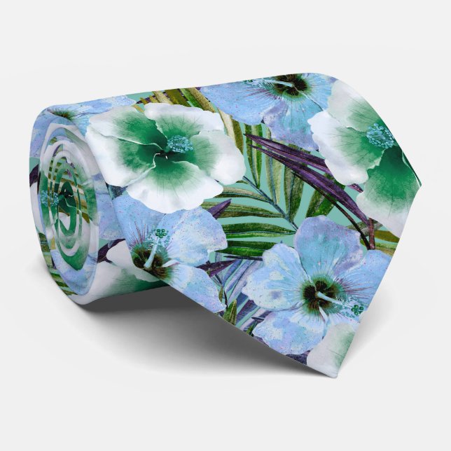 Tropical Beach Hibiscus Tie (Rolled)