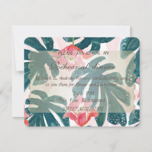 Tropical Beach Hibiskus Palm Rehearsal Dinner Invitation