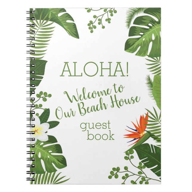 Tropical Beach House Vacation Rental Guest Book (Front)