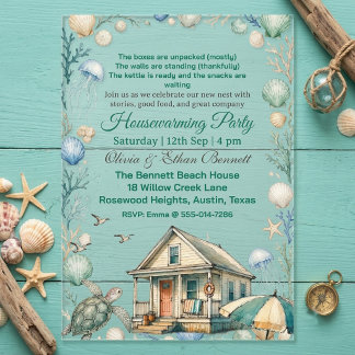 Tropical Beach Housewarming Coastal Breeze Ocean Acrylic Invitations